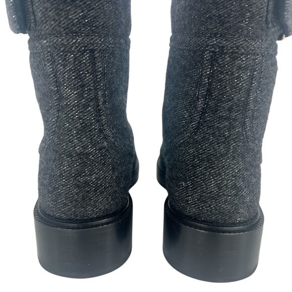 Chanel 2021 Interlocking CC Cap Toe Tweed Logo Combat Boots - Picture 12 of 16